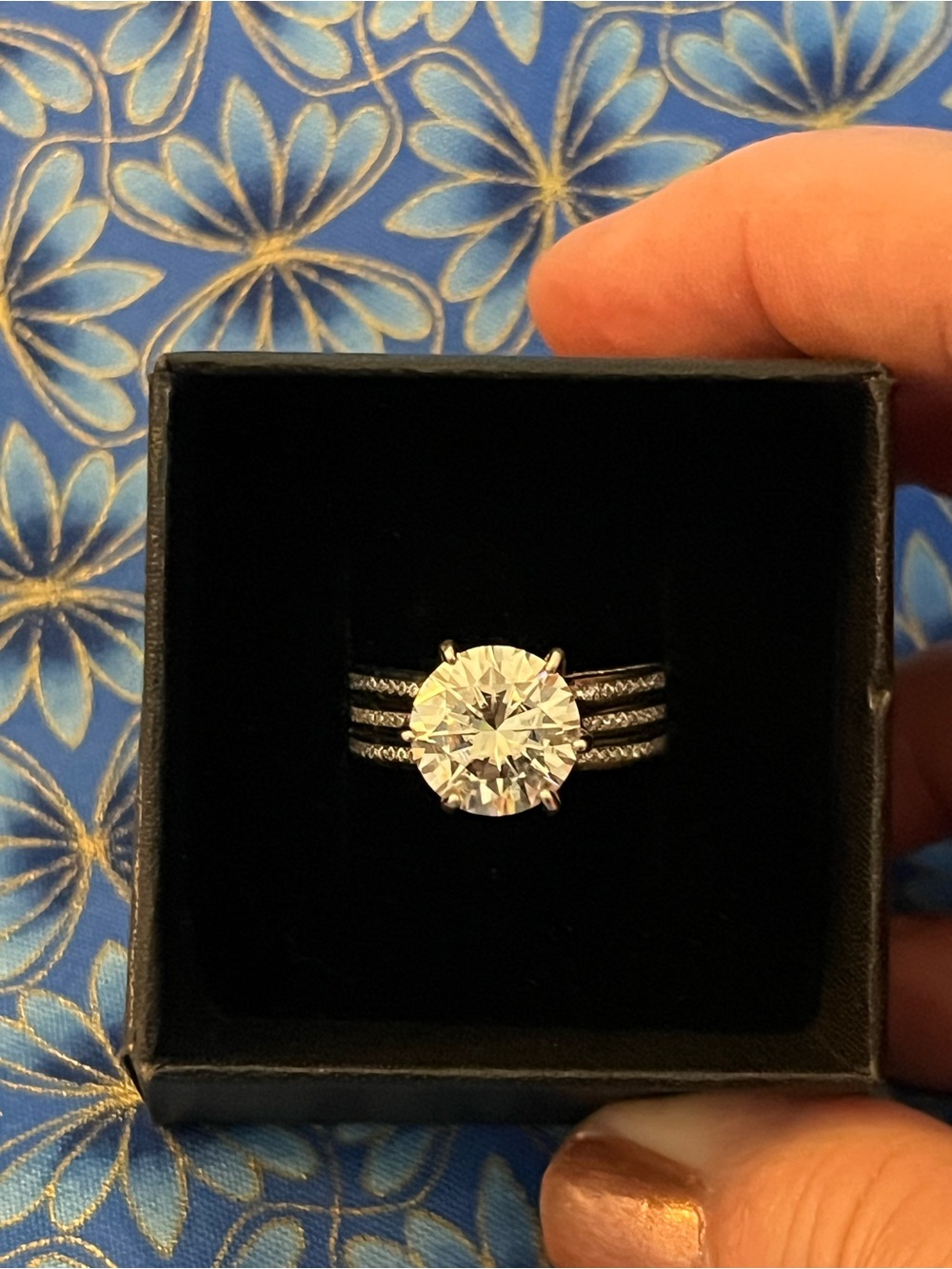 5ctw Moissanite Diamond Solitaire Round-Cut Silver Engagement Ring Size 9 💍💍 - Picture 4 of 5